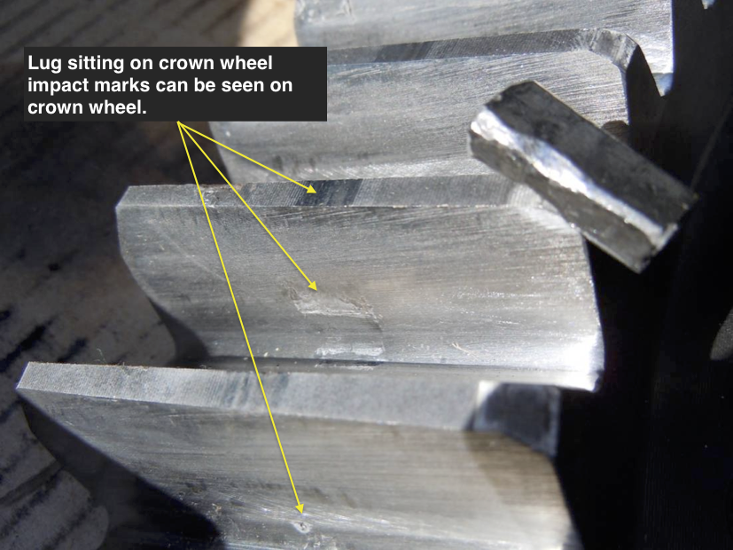 caterpillar crown wheel impact marks crown wheel