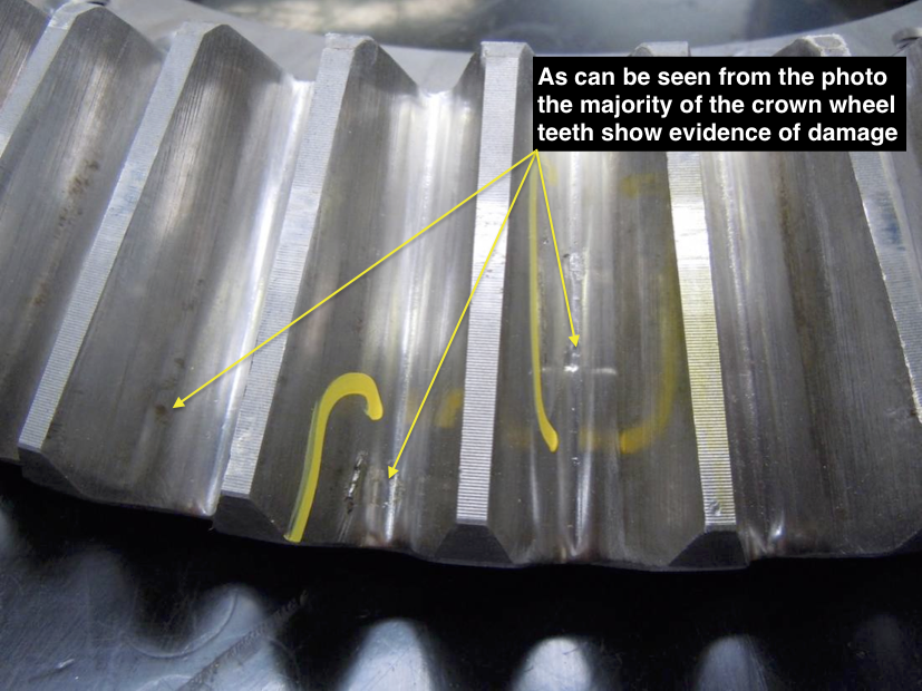 caterpillar crown wheel teeth damage